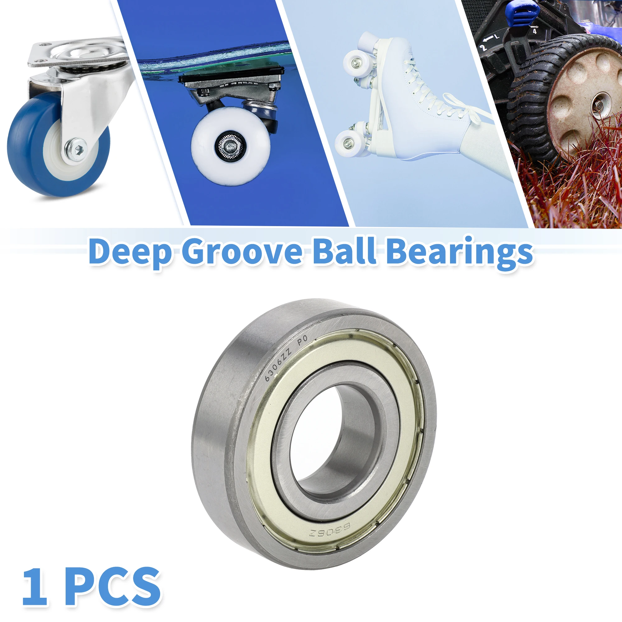 Motoforti 6306ZZ Deep Groove Ball Bearings P0 30x72x19mm Lubricated Bearings Double Metal Seal Scooter Skateboard Wheel
