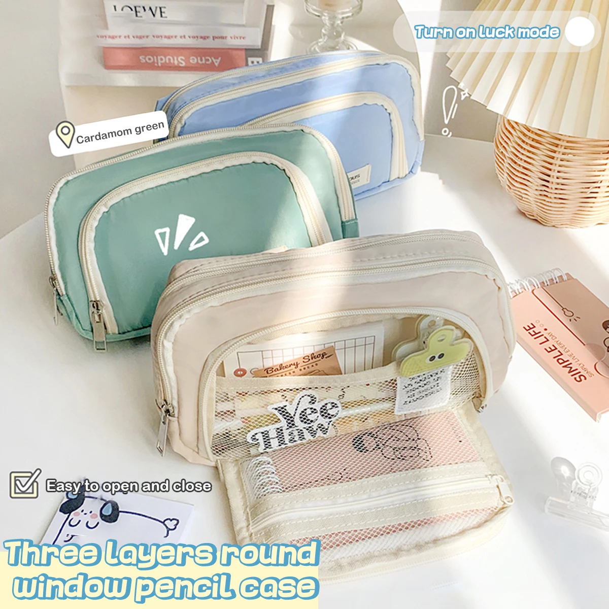 Large-capacity Canvas Pencil Case Korean Version Stationery Box Ins Japanese Yan High-value Storage Supplies Stationery