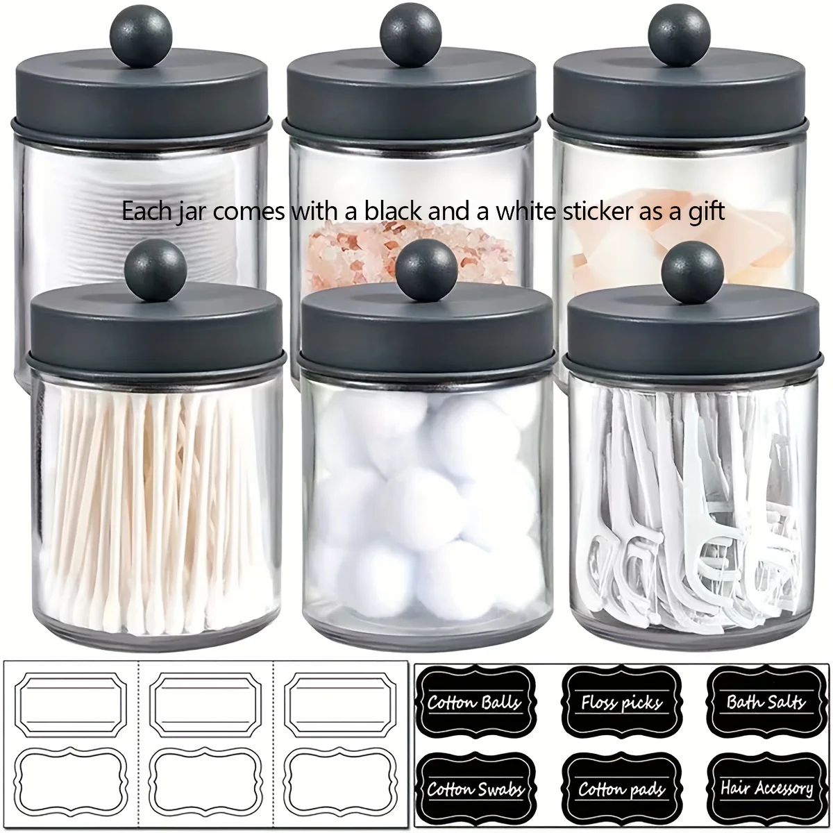 1pc/2pcs-Swabs Dispenser - Swabs Holder Bathroom ContainerWith Apothecary Jar Organizer - Easy Storage