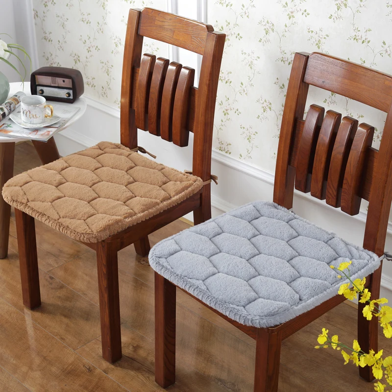 

Thickened Anti-slip Plush Chair Pad Winter Office Butt Cushion Restaurant Chair Pads Pure Color Modern Simple Style Home...