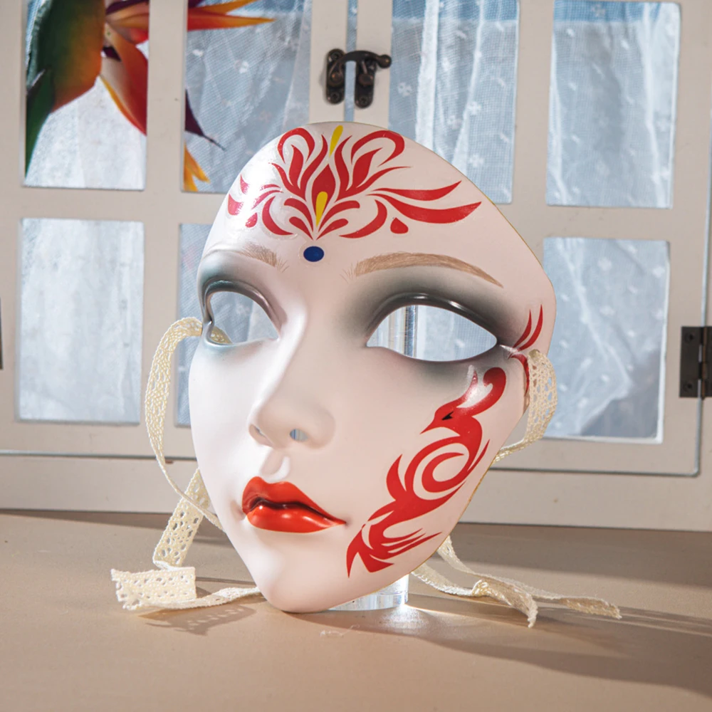 Beautiful Woman Mask Full Face Chinese Ancient Style DIY Hand-painted Decor for Masquerade Party Props Hanfu Costume Accessories - view 5