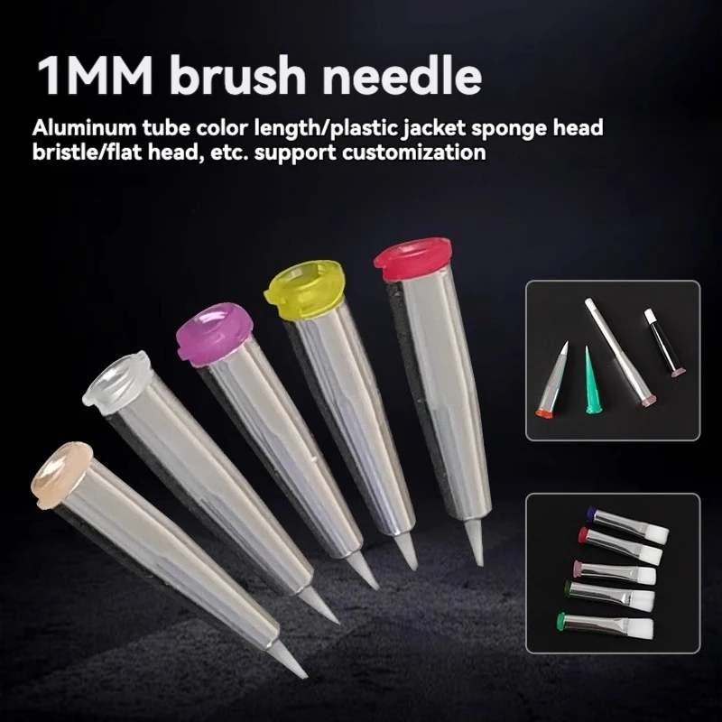 1mm spiral brush needle,soft bristle dispensing needle,dispensing machine needle,glue coating needle,round mouth brush head