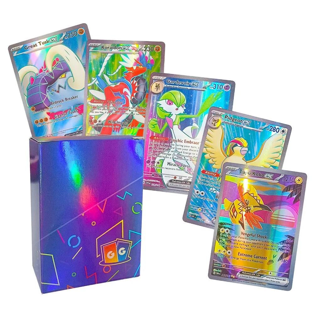 100pcs 2024 New English Pokemon 100EX Charizard Color Flash Anime Peripheral Game Collection Card Holiday Gift