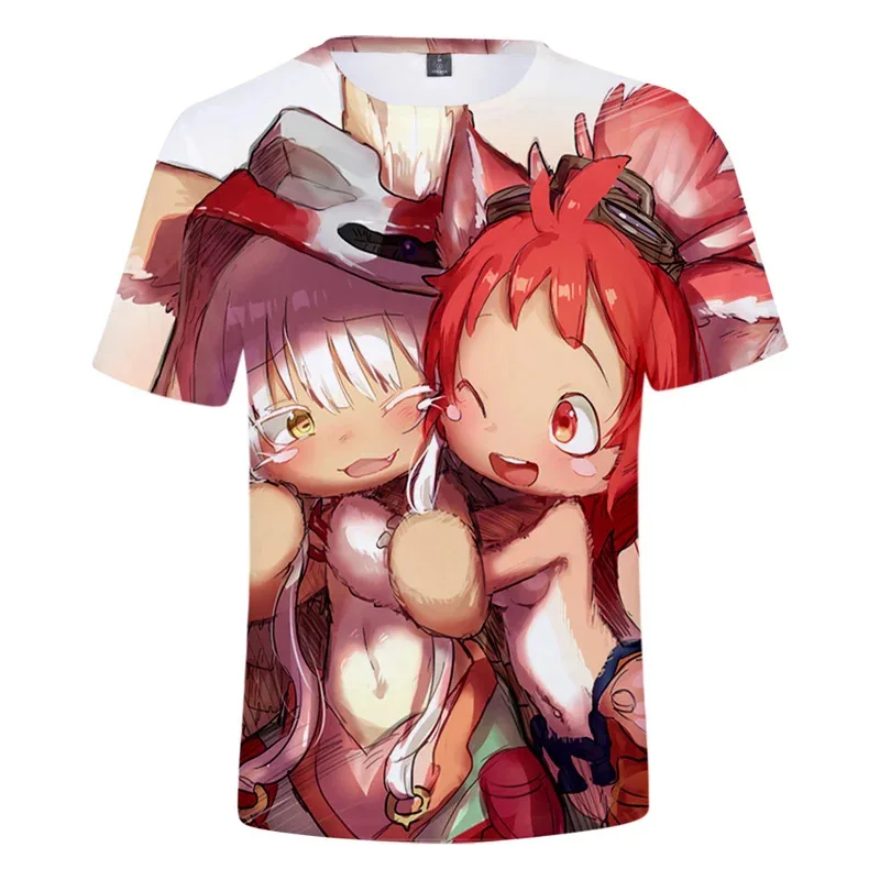 2025 yiyi2025yiyi2021 Nanachi صنع في الهاوية Reg Kawaii أنيمي T- ثلاثية الأبعاد طباعة الرجال النساء الشارع الشهير نمط س الرقبة تي شيرت Harajuku Ca #6