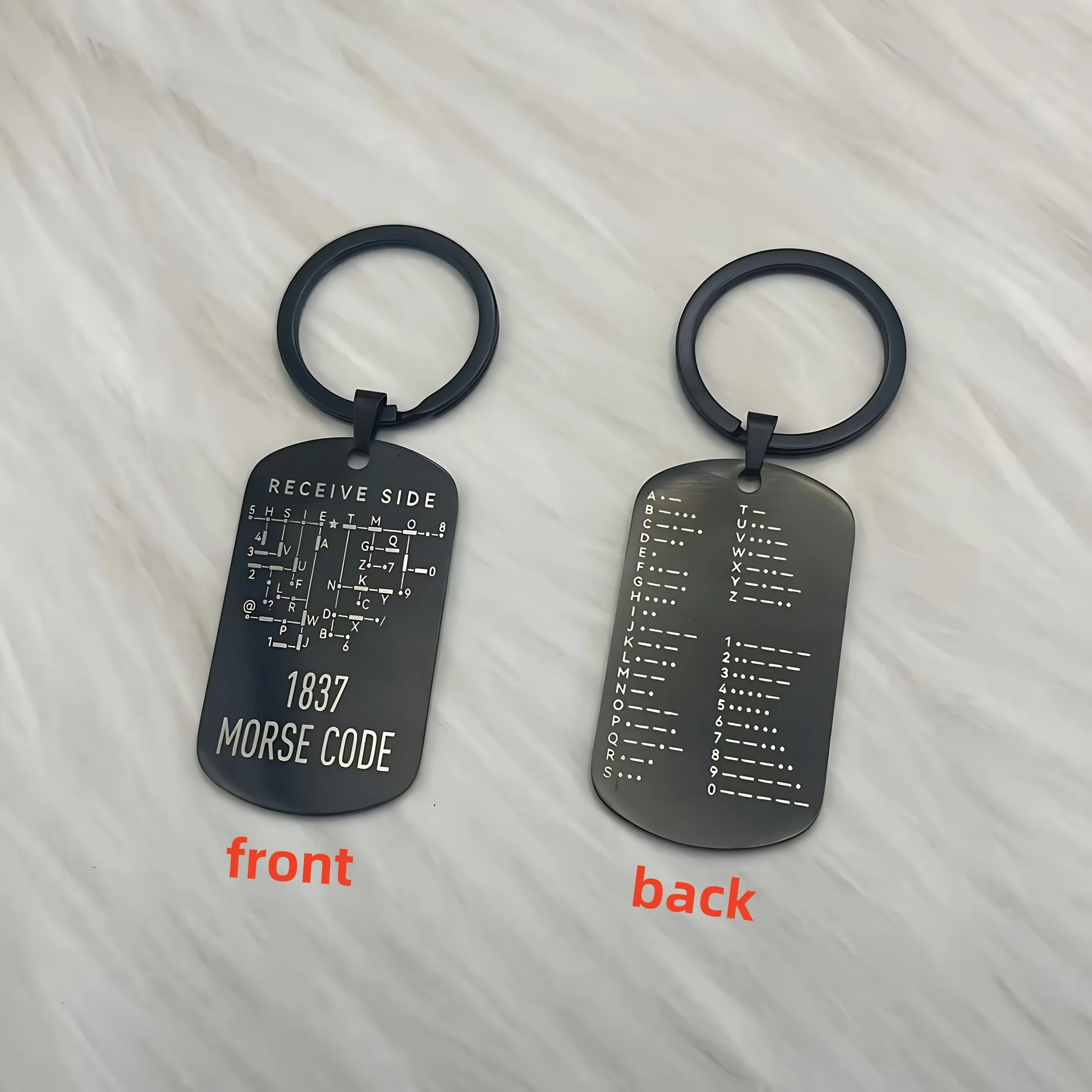 Morsecode-Schlüsselanhänger, Doppelseitiges Alphanumerisches Lernwerkzeug, Edelstahl Auto-Accessoire, Unisex-Geschenk für Funkamateure