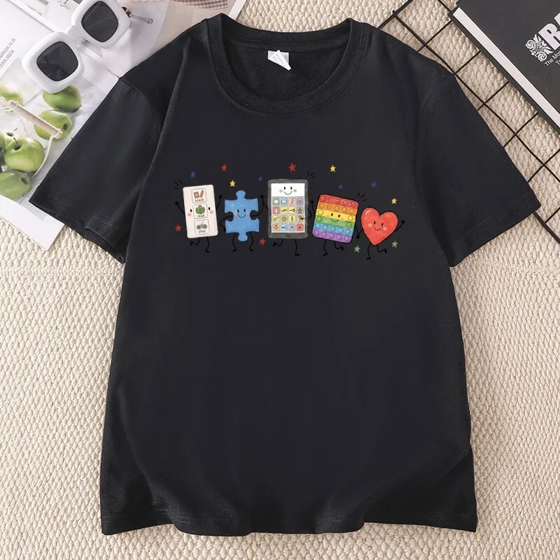 Autism Doodle Characters T Shirt SPED Teacher T-Shirt Casual Men Women Autism Mom Gift  Clothes Basic Clothing