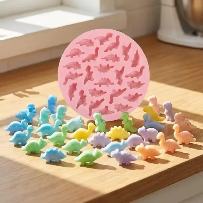 [S]Cute Cartoon Dinosaur Silicone Mould 3D Dinosaur Theme DIY Fondant Cake Chocolate Mold Ice Cake Mould Baking Accessories