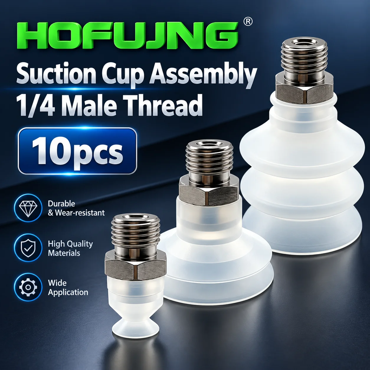 10PCS DP-10/15/20/25/30/35/40/50-G14/18 White Double Bellows Vacuum Pad Industrial Silicone Suction Nozzle
