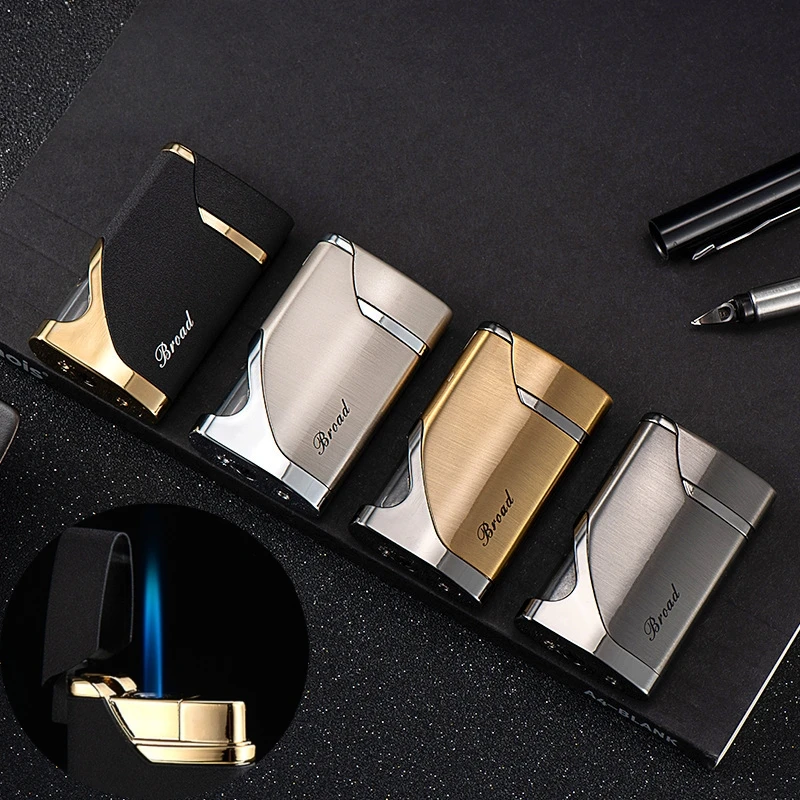 

Metal Windproof Gas Lighter with Transparent Gas Window Refillable Cigar Lighter Straight Forward Red Flame Igniter Smoking Gift