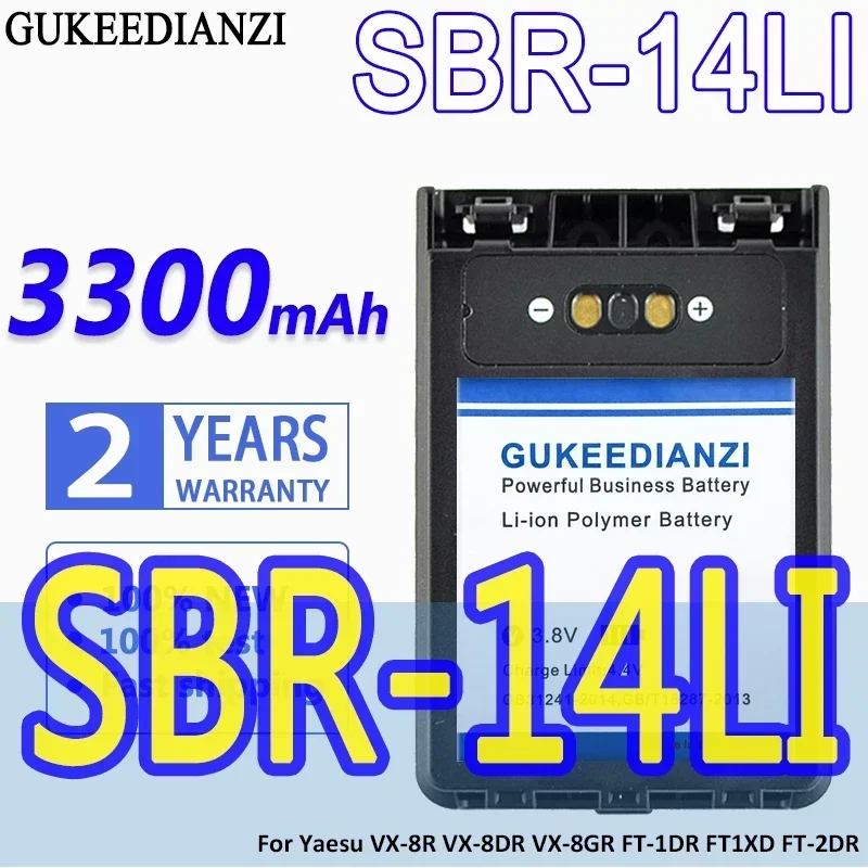 High Capacity GUKEEDIANZI Battery SBR-14LI 3300mAh For Yaesu VX-8R VX-8DR VX-8GR FT-1DR FT1XD FT-2DR radio FNB-102LI FNB-101Li