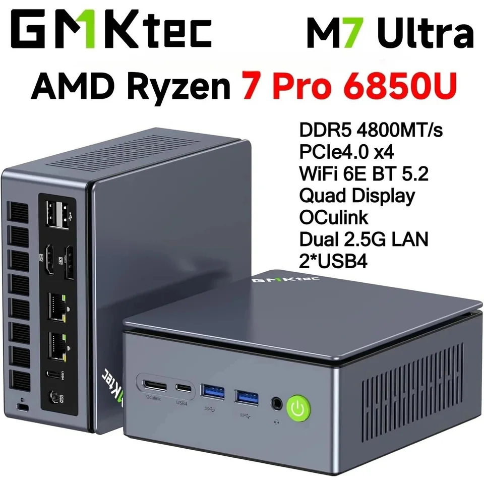 GMKtec M7 Ultra AMD Ryzen 7 PRO 6850U Mini Pc WiFi6E BT5.2 DDR5