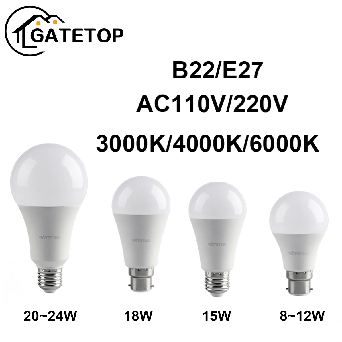 

5PCS AC110V/AC220V Led Bulb Lamps E27 B22 Light Real Power 8W 9W 10W 12W 15W 18W Lampada For home and office decoration