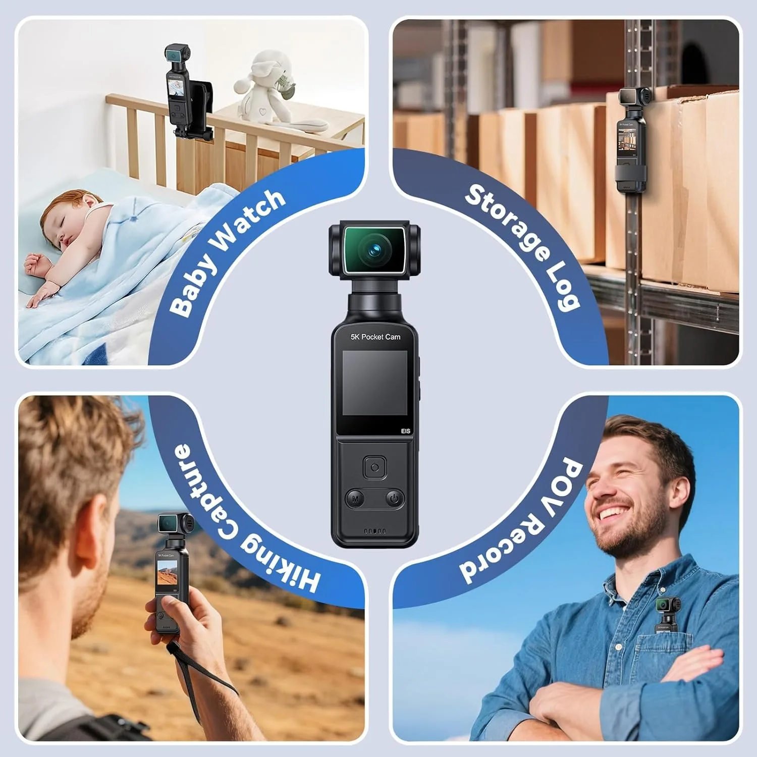 BOBLOV 5K Körperkamera Tragbare MINI Vlog Kamera Tasche Sportkamera Rotierendes Objektiv Handstabilisator BodyCam Videoaufzeichnung