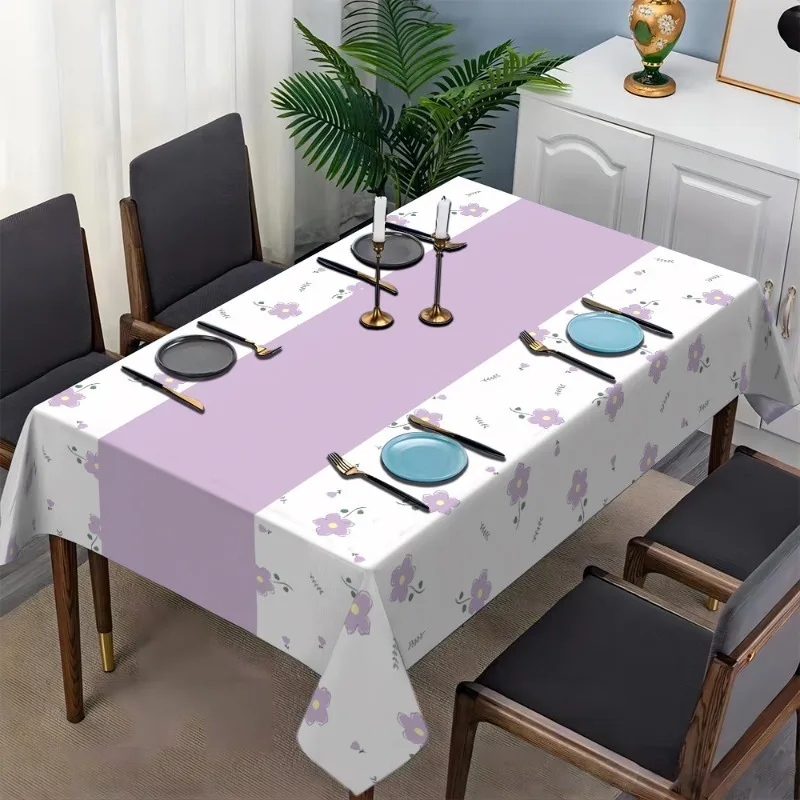 Elegant Floral Pattern Tablecloth Spill Proof Dust Cover for Dining Room Buffet Table Linen