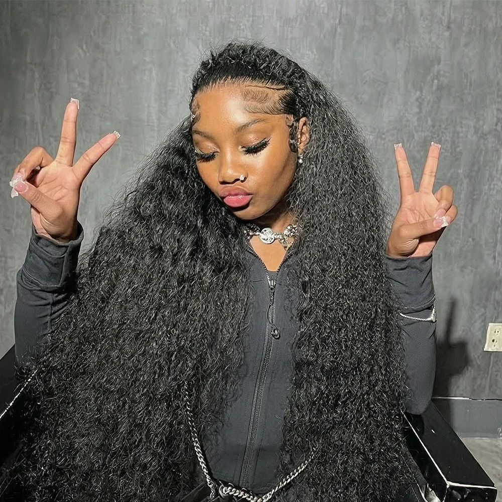 

Deep Wave 46 Inch Brazilian Human Hair Wig 7x6 Glueless Lace Frontal Pre Plucked Wig 200% Density 13x6 HD Transparent Lace Beginner Friendly Natural Hairline Wigs