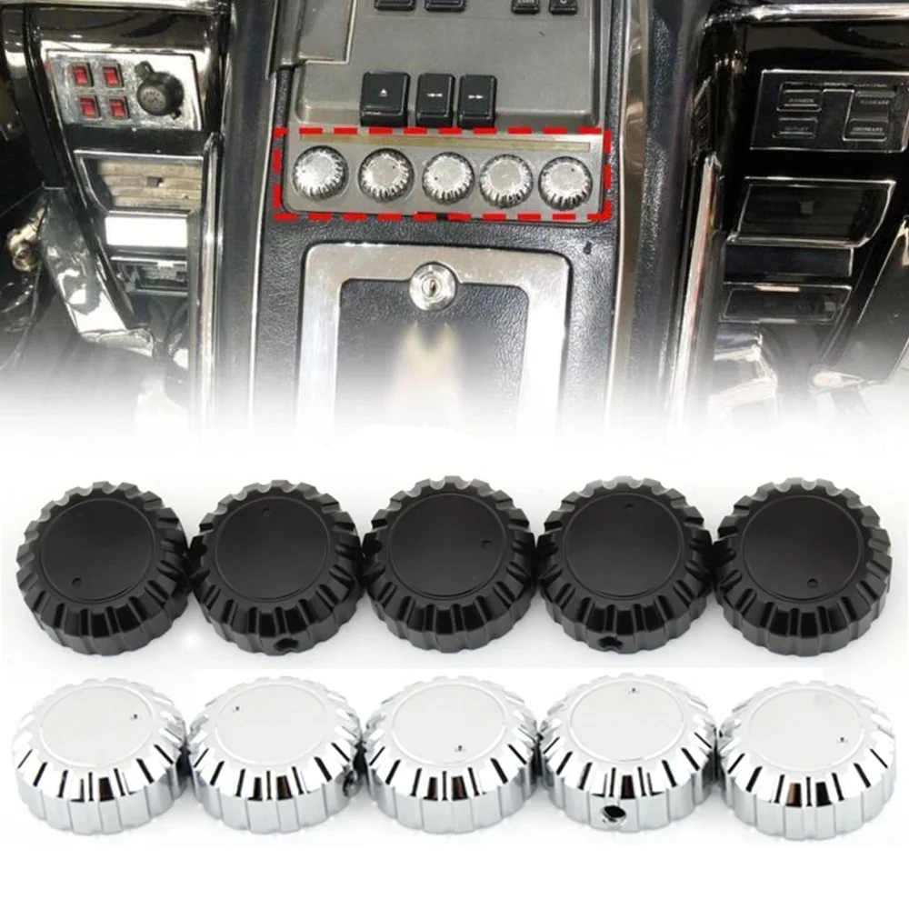 

5Pcs Radio Stereo Volume Control Rotary Button Knobs Trim Kit for Honda Goldwing Gold Wing GL1500 1988-2000 Aluminum