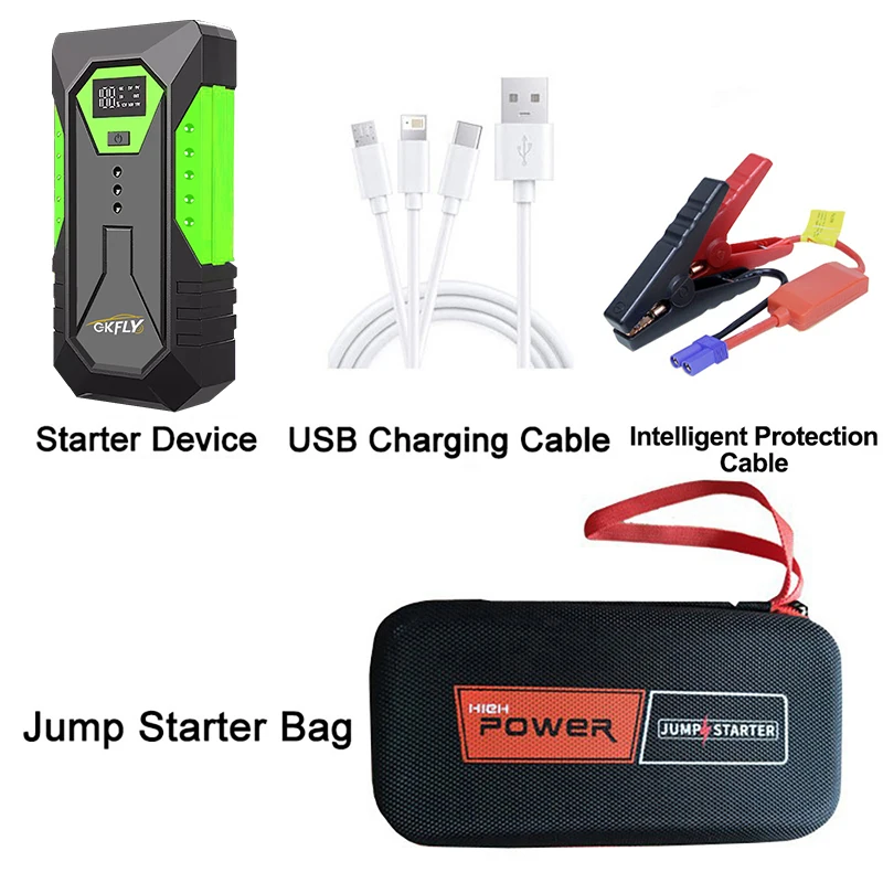 GKFLY 4000A Auto Startkabels Draagbare Powerbank 2000A Auto Accu Booster 12V Hulpstartapparaat voor Diesel