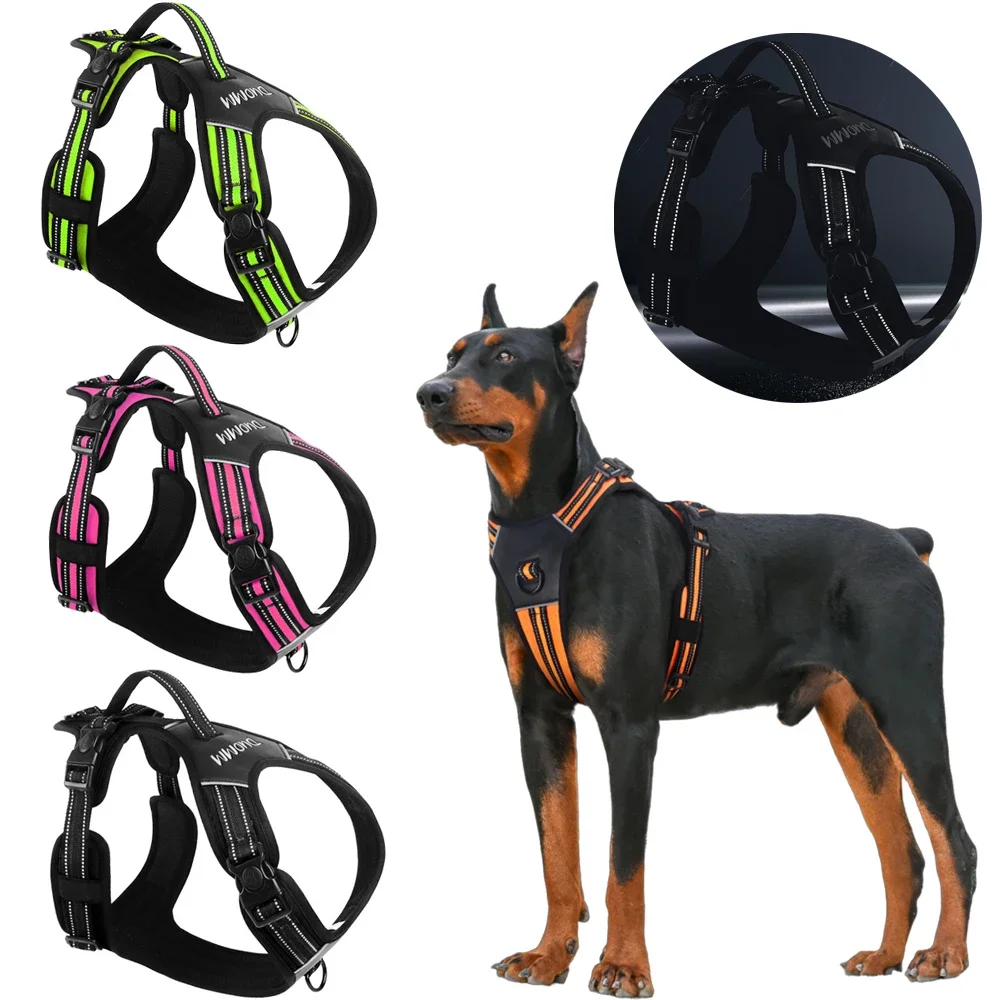 Large Dog Explosionproof Tactical Harness Vest Durable Pet Chest Strap Reflective Dog Harnesses Pet Training Walking Accessories