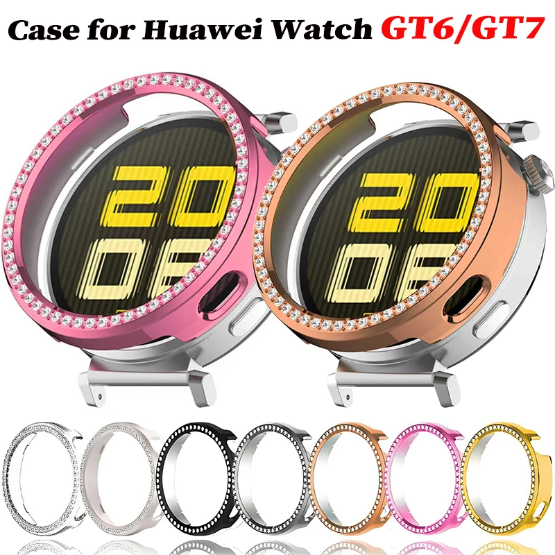 Bling PC Hollow Case Frame for Huawei Watch GT7 GT6 41mm Diamond Crystal Bumper Protector for GT6 41mm Shell Tools Accessories