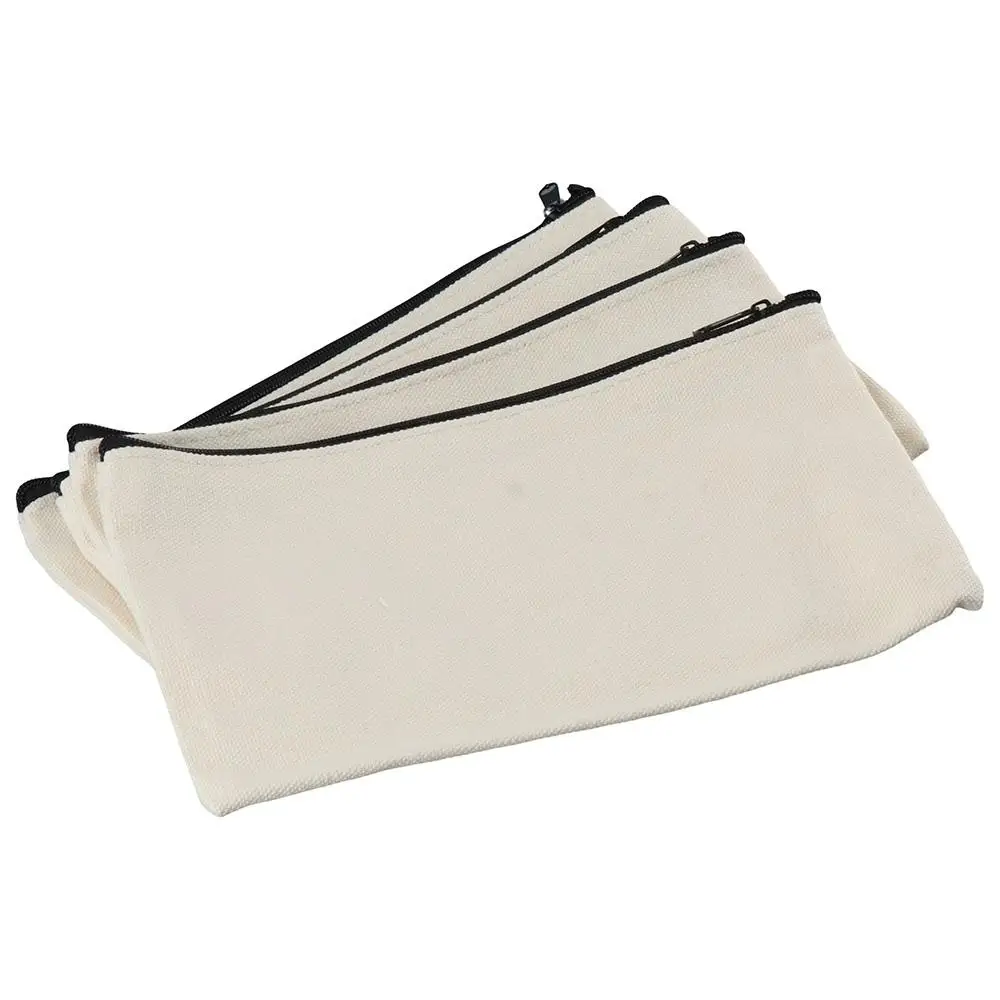 10 Stuks Levert 8.2X4.7Inch Blanco Canvas Tas Met Rits En Ritssluiting, Multifunctionele Opslag