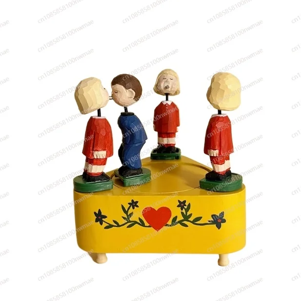 

Scum Music Box Solid Wood Engraving Scum Music Box Kiss Creative Birthday Gift Ornament Electric Rotating Speaker
