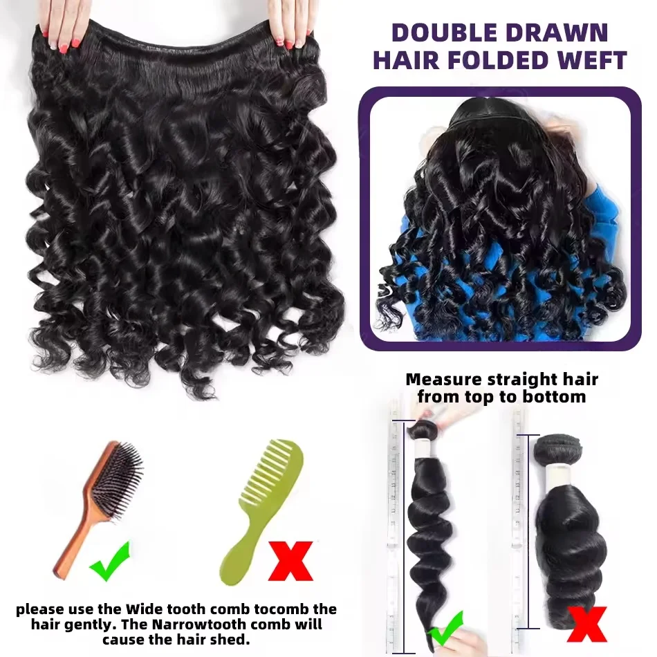 8-34 بوصة حزم موجة فضفاضة البرازيلي الشعر البشري فضفاض نسج حزم 3/4/قطعة مجموعة شعر طبيعي أسود ملحقات للمرأة