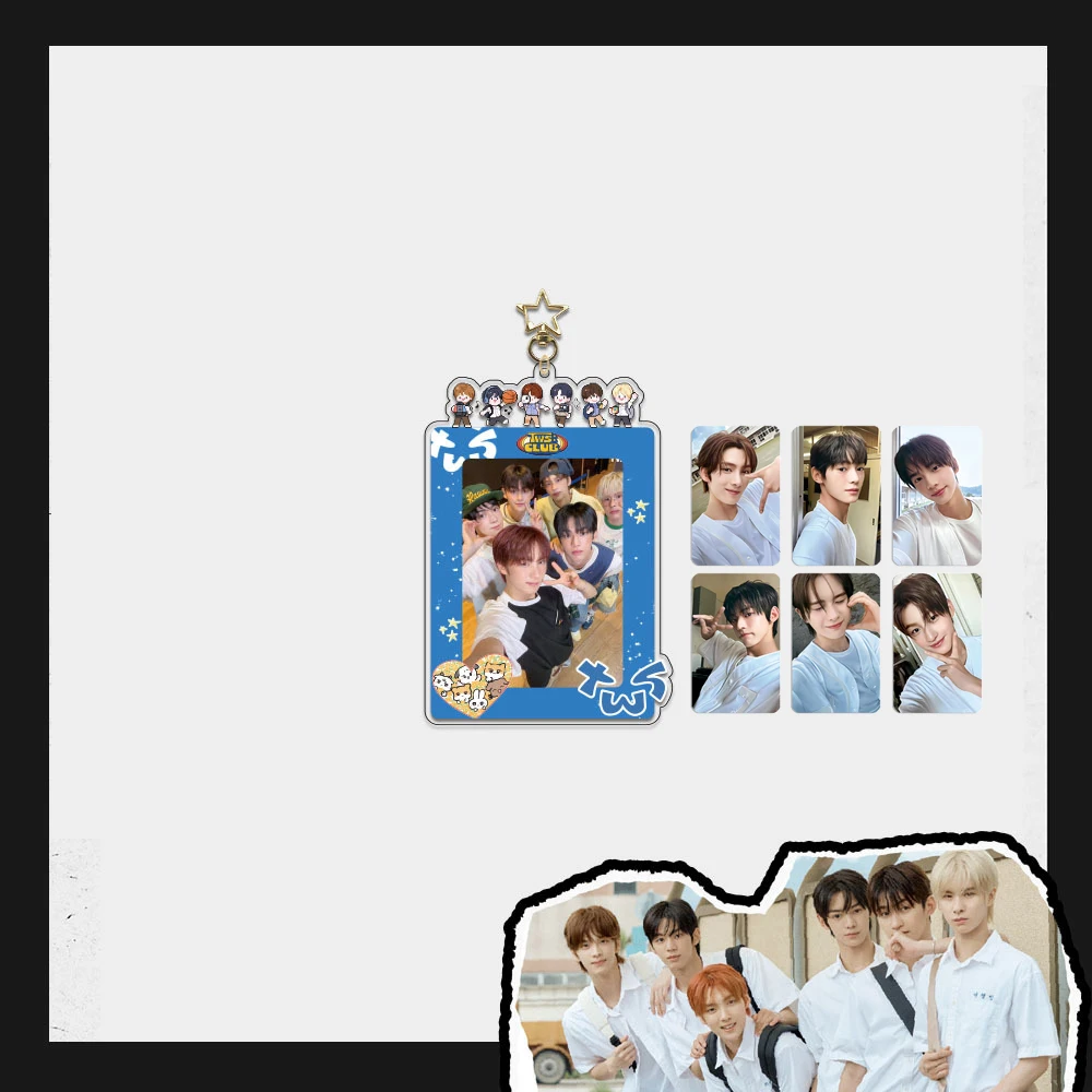 2Pcs/Set KPOP TWS Cartoon Photo Frame Card Holder Keyring Shinyu Hanjin Youngjae Photos Display ID Cards Sleeve Fans Collection