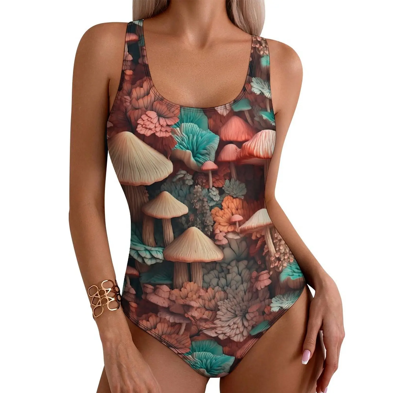 

Купальник со скульптурными грибами, цельный купальник с ярким принтом, новинка, монокини с эффектом пуш-ап, сексуальное боди для фитнеса с графикой