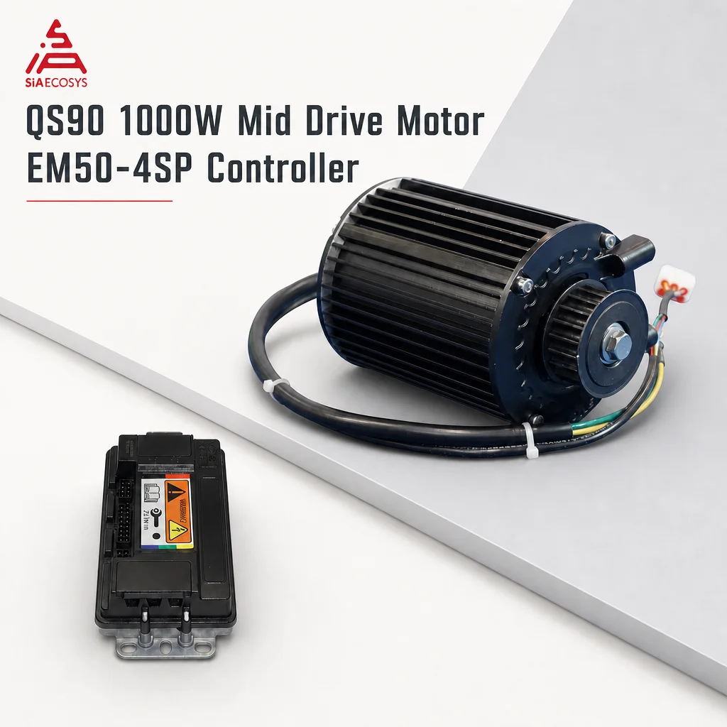 QSMOTOR QS90 1000W Mid Drive Motor Kit with VOTOL EM50-4SP Controller for Electric Motorcycle DIY Conversion Powertrain System