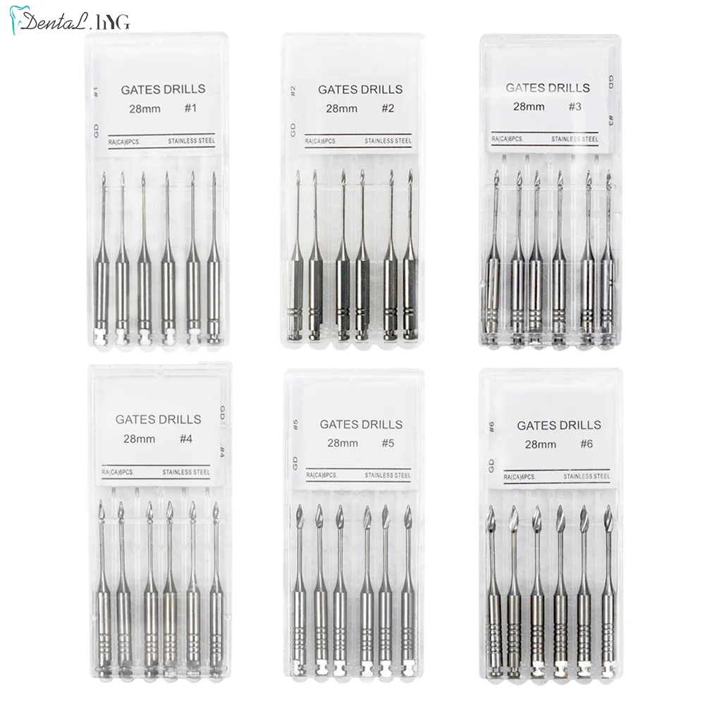 5Pack/Lot Dental Endodontic Gates Drill Glidden Rotary 28mm Engine Use Stainless Steel Endo Files