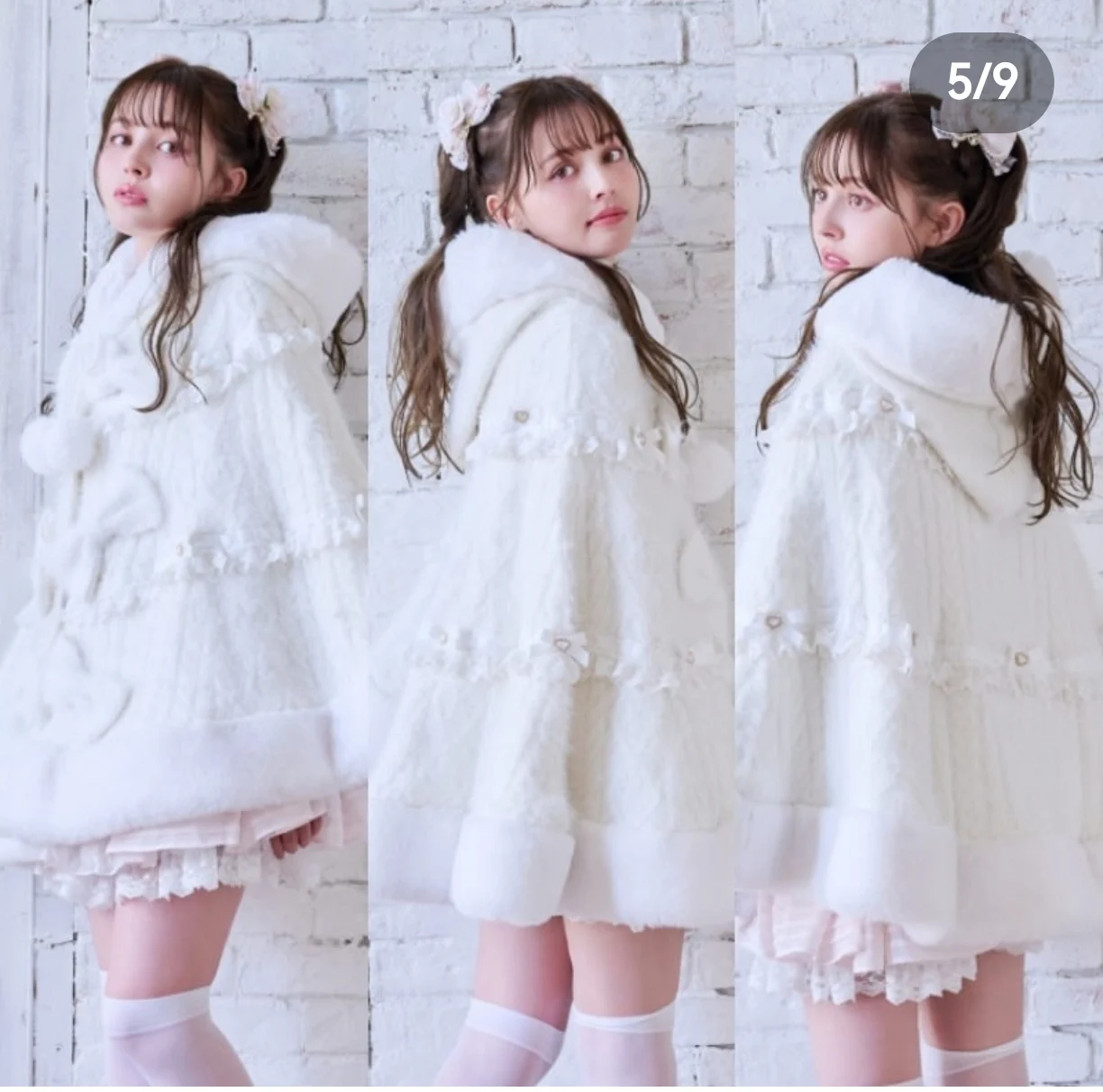 ليز مقنعين عباءة 2025 جديد اليابانية الحلو لينة الدافئة سميكة متماسكة الرؤوس الأميرة لوليتا العباءات الخريف والشتاء الفتيات النساء سترة #6