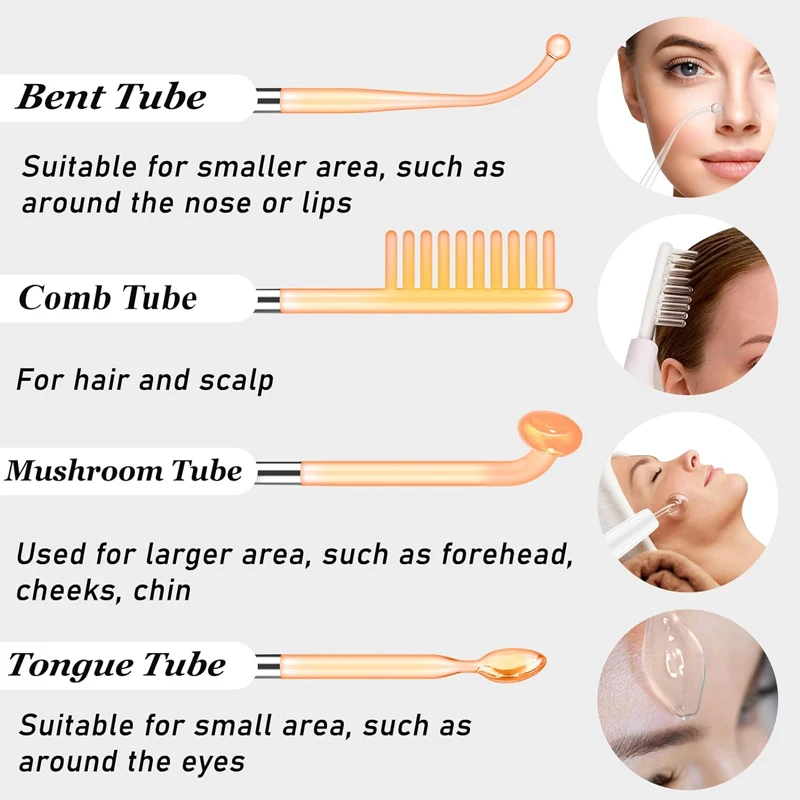 أقطاب كهربائية بديلة عالية التردد أنبوب زجاجي عصا العلاج الكهربائي للوجه العناية بالبشرة مزيل البقع جهاز التجميل عصا العلاج