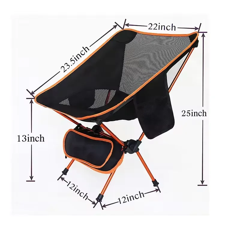 

Aluminum Frame Folding Chair Beach Camping Hiking Fishing For Adult Backrest Moon Chair 6065 25inch Hight 22inch Wide