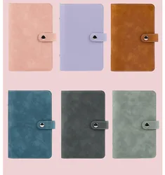 A6 Soft PU 6 Ring Binder PU Button Clip-on Notebook Leather Loose Leaf Notebook Cover Notebooks Journal Kawaii Stationery