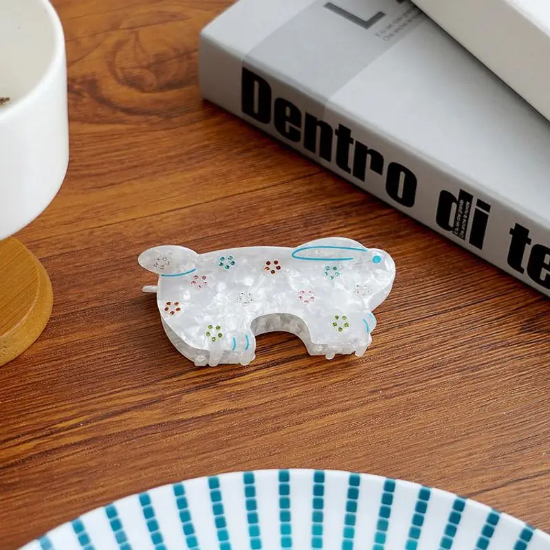 

1pc New Running Rabbit Flower Diamond Hair Grab Cute Acetate Shark Grab Clip Hair Accessory