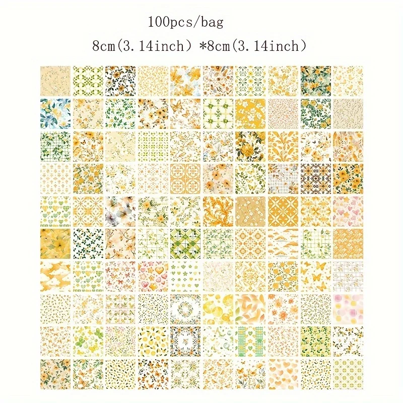 100 stücke Vintage Blumenmuster Papierset-nicht klebendes Scrapbooking-Material für Junk-Journal, dekoratives Basteln, Notiz blöcke