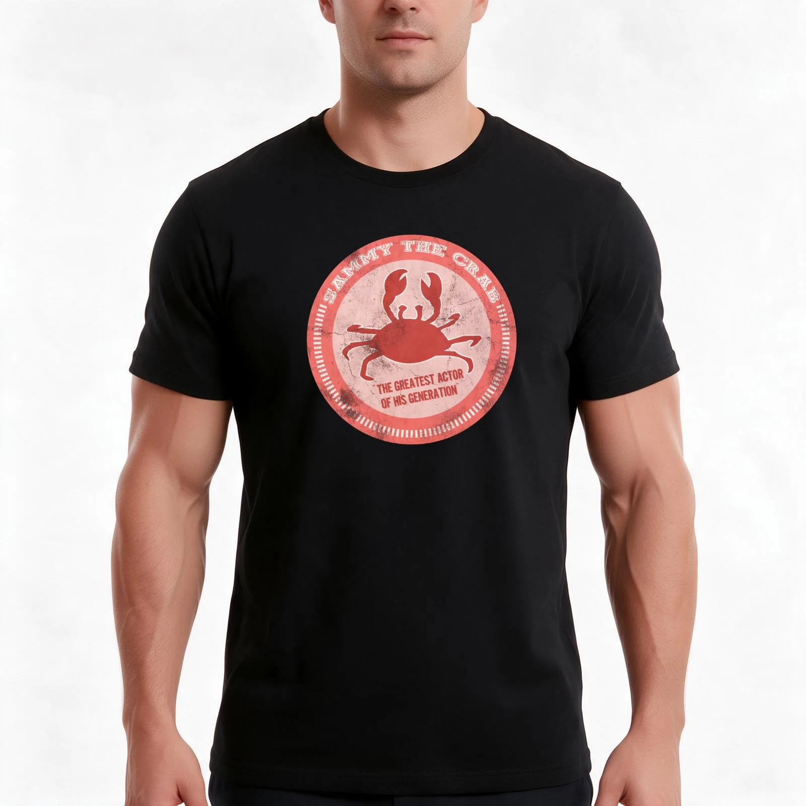 Sammy the crab T-Shirt, Summer Casual Cotton Tee, Oversized Streetwear Tops, Vintage Graphic Print, Loose Fit Short Sleeve