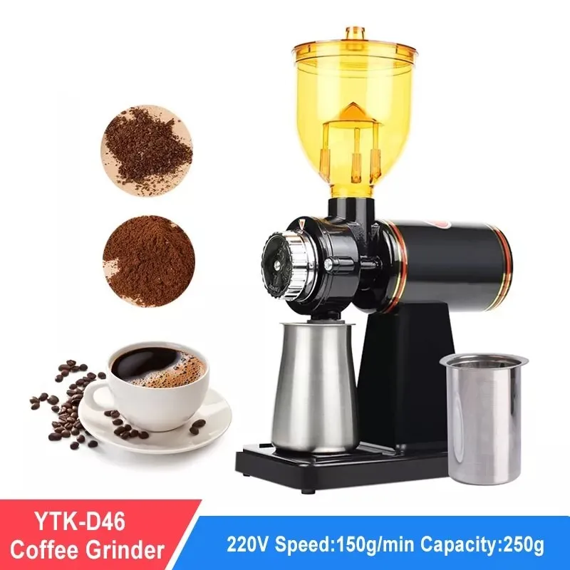 220V Electric Coffee Grinder Stainless Steel 3CR13 Knife Coffee Bean Grinder Automatic Detachable 10 File Research Grinder