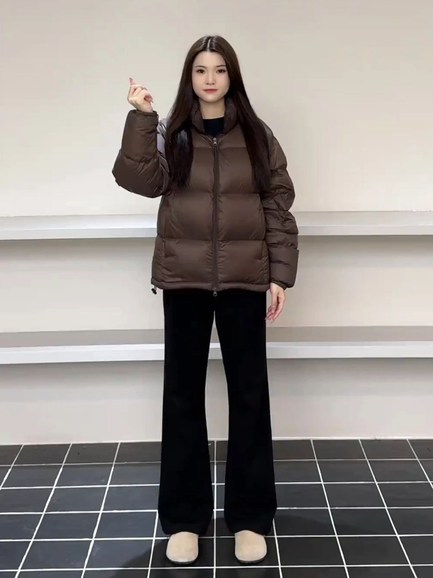 

Men's Autumn Winter Fce Lined Straight Leg Pants High Waist Slimming Drapey Bla Casual Trousers Faionable Bell Bot