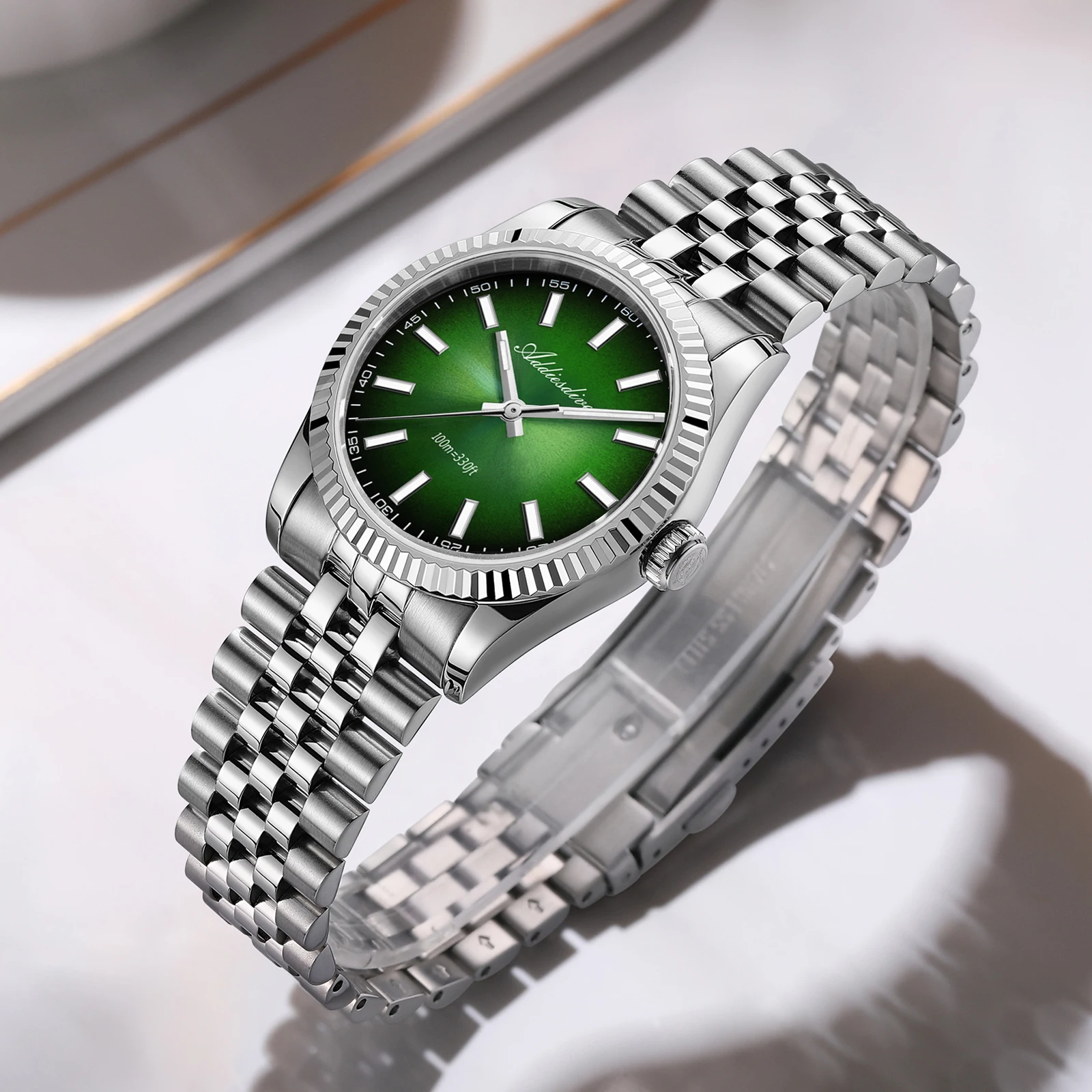 ADDIESDIVE NUOVO VH31 Orologio Al Quarzo Per Gli Uomini Super Luminoso Gradiente In Acciaio Inox Mens Orologi Vetro Zaffiro AD2073 reloj hombre