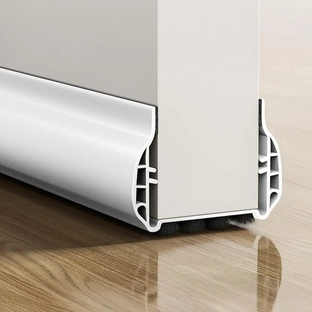 Under-door Weather Strip Noise Reduction Door Strip 93cm Door Bottom Sealing Strip with Brush Under-door Sweep Weather Stripping