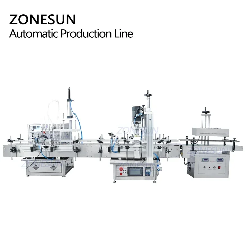 ZONESUN ZS-FAL180S Tabletop Automatic 4 Diving Heads Essential Oil Liquid Bottle Filling Capping Sealing Machine Line