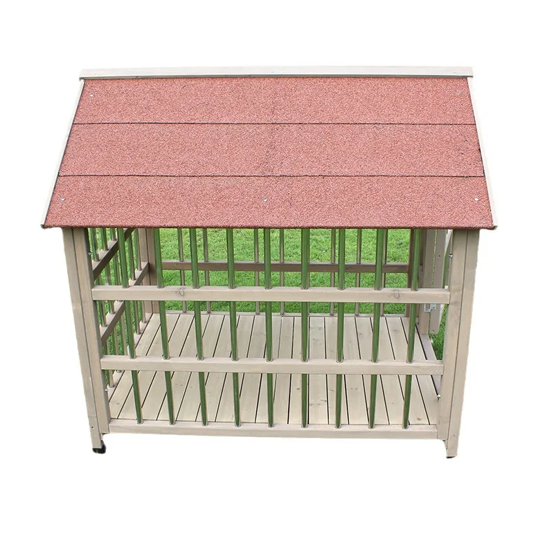 

Outdoor waterproof solid wood stainless steel anti-corrosion kennel rainproof large dog house golden retriever kennel