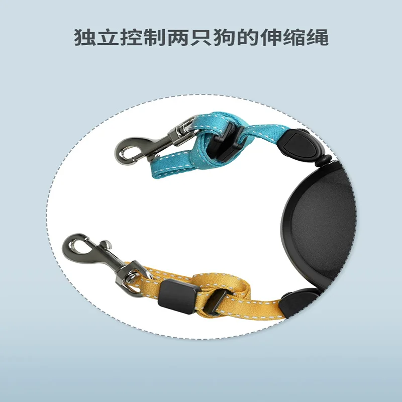 Pet telescopic double-head retractor dog explosion-proof one-to-two light walking dog leash retractor