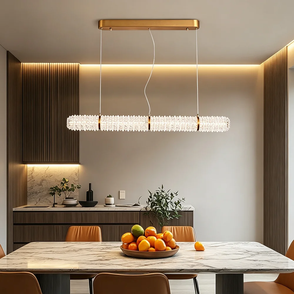 Modern Long Glass Pendant Light for Dining Room Kitchen Island Bar Nordic Minimalist Chandelier Designer LED Lighting Fixtures