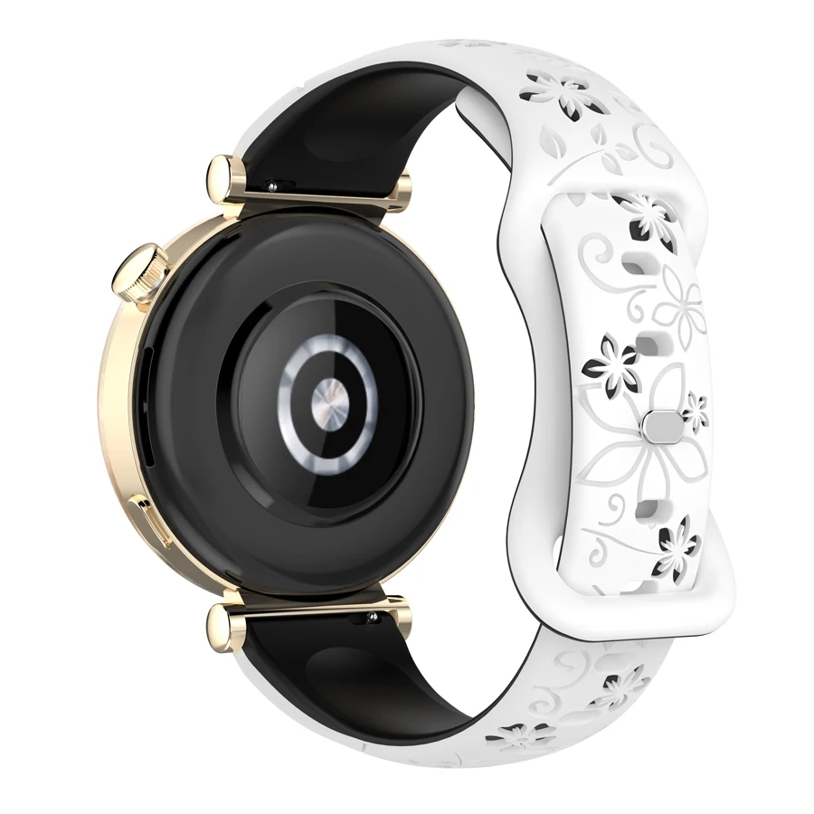 3D Siliconen Gesneden Bloemen Horlogeband Strap 18mm 20mm 22mm Quick Release Smart Horlogeband Voor Xiaomi HUAWEI Samsung Horlogeband