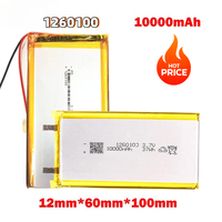 New3.7V 10000mAh 1260100 Lithium Polymer Li-Po Li Ion Rechargeable Battery Lipo Cells for Electrograph PDA Portable Speaker Toys