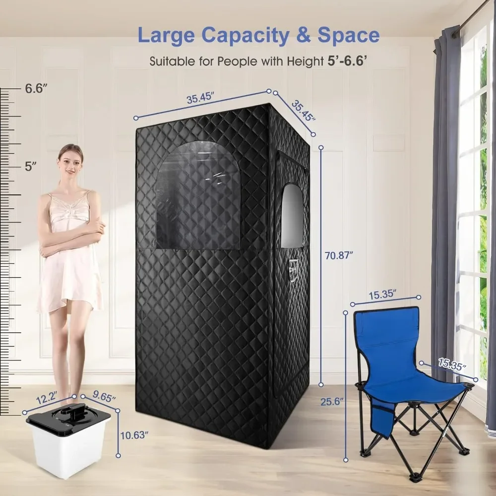 Full Size Steam Sauna Kit,Personal Sauna Tent for Home Spa,4L&1500W Steam Generator(35.45L*35.45W*70.87''H) Freight free