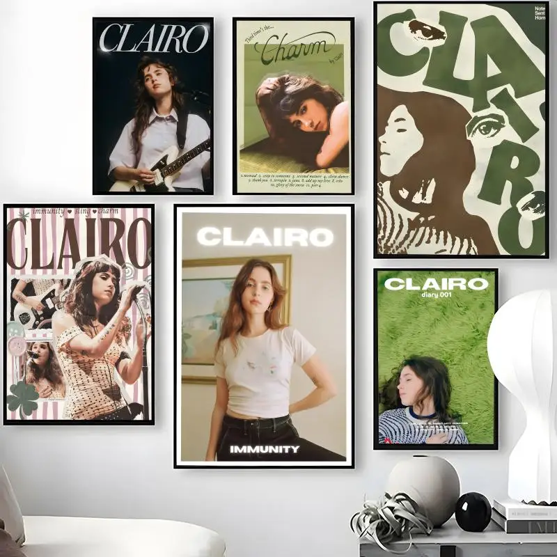 Singer C-Clairo Poster Waterproof Self-Stick Wall Art Stickers, Removable Wall Decor for Living Room and Bedroom