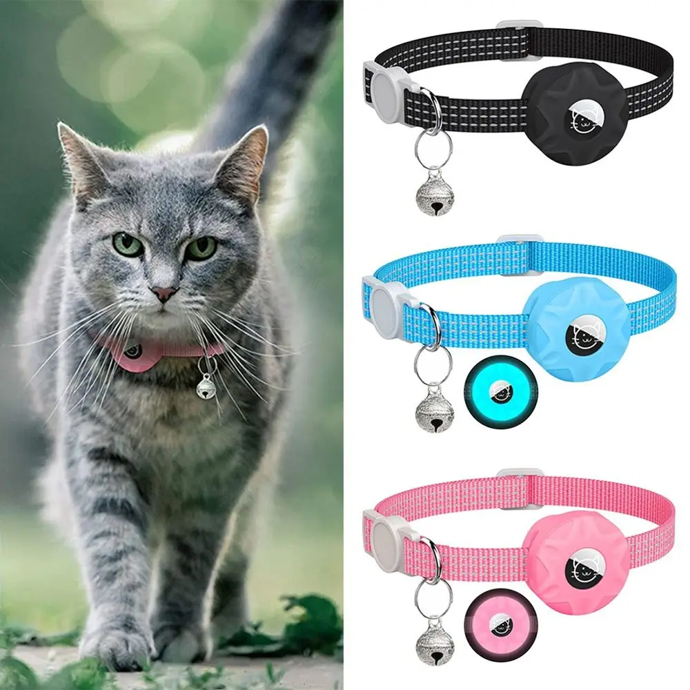 Pet Collar With GPS Tracker Box Reflective Adjustable Collar For Cat Puppy Anti-lost Collar For Apple Airtags Holder For AirTag